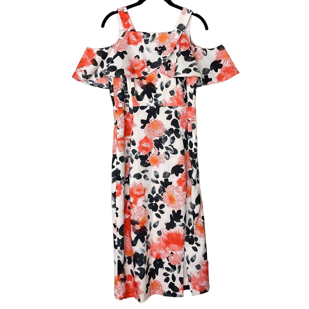 Jax Black Label Floral Shift Dress Cold Shoulder Short Sleeve Size 10